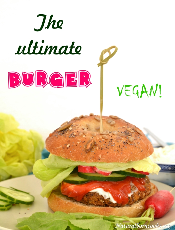 Vegan burger with cauliflower, mushrooms and chickpeas flour ...